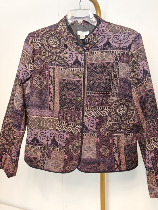 Christopher & Banks Jackets & Blazers - Christopher & Banks Vintage Purple Patchwork Tapestry Woven Jacket XL